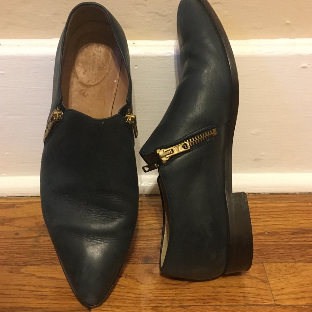 J. Crew Leather Double Zip Loafers